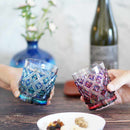 [แก้ว] กระจกคู่เก่าที่ปกคลุมไปด้วยสองชิ้น 2 ชิ้น 2 ชิ้น (LAPIS LAPIS LAZULI, สีแดงสีแดง, Lapis Lazuli) ในกล่อง Paulownia | Satuma Vidro | Satsuma Cut Glass