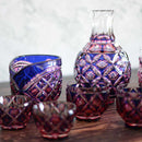 [GLASS] DOUBLE-COVERED BUCKWHEAT LAPIS LAZULI (GOLD RED-LAPIS LAZULI) IN A PAULOWNIA BOX | SATUMA VIDRO | SATSUMA CUT GLASS