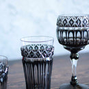 [GLASS] BLACK KIRIKO BEER GLASS IN A PAULOWNIA BOX | SATUMA VIDRO | SATSUMA CUT GLASS