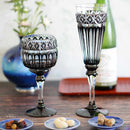 [GLASS] BLACK KUROKO WINE GLASS IN A PAULOWNIA BOX | SATUMA VIDRO | SATSUMA CUT GLASS