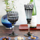 [GLASS] BLACK KIRIKO CHAMPAGNE GLASS IN A PAULOWNIA BOX | SATUMA VIDRO | SATSUMA CUT GLASS