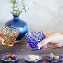 [GLASS] FREE CUP (LAPIS LAZULI) IN A PAULOWNIA BOX | SATUMA VIDRO | SATSUMA CUT GLASS