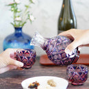 [SAKE BOTTLE] DOUBLE-COVERED TOKKURI & OCHOKO 2 PIECES (GOLD RED-LAPIS LAZULI) IN A PAULOWNIA BOX | SATUMA VIDRO | SATSUMA CUT GLASS