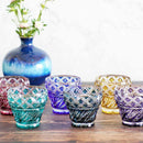 [GLASS] FREE CUP (LAPIS LAZULI) IN A PAULOWNIA BOX | SATUMA VIDRO | SATSUMA CUT GLASS