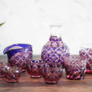 [ขวดสาเก] ชุด Katakuchi และ Mini-Ochoko 2 ชิ้น (Mini-Ochoko 2 ชิ้น (Gold Red-Lapis Lazuli) ในกล่อง Paulownia | Satuma Vidro | Satsuma Cut Glass