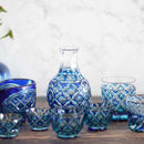 [술틀] 오두막 2 개 (그린 - Lapis lazuli) 두 배로 덮인 도쿠리 & 오쵸코 2 개 | Satsuma는 유리를 자른다