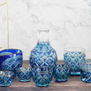 [술 병] 오두막집에서 2 피스 세트 (그린 - Lapis lazuli) 두 배로 덮인 카타 쿠치 & 미니 오코 쿠치 2 개 | Satsuma는 유리를 자른다