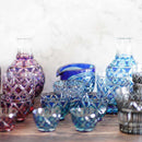 [술 병] 오두막집에서 2 피스 세트 (그린 - Lapis lazuli) 두 배로 덮인 카타 쿠치 & 미니 오코 쿠치 2 개 | Satsuma는 유리를 자른다