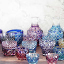 [술틀] 오두막 2 개 (그린 - Lapis lazuli) 두 배로 덮인 도쿠리 & 오쵸코 2 개 | Satsuma는 유리를 자른다