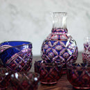 [SAKE BOTTLE] DOUBLE-COVERED TOKKURI & OCHOKO 2 PIECES (GOLD RED-LAPIS LAZULI) IN A PAULOWNIA BOX | SATUMA VIDRO | SATSUMA CUT GLASS