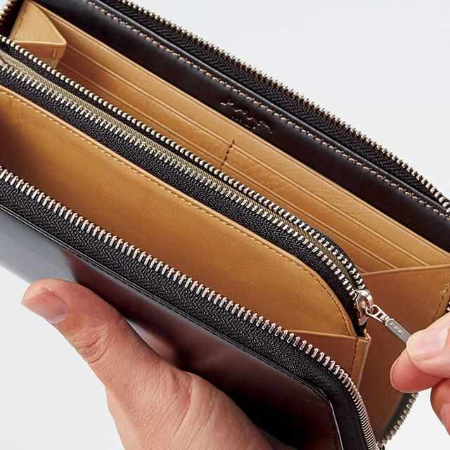 [กระเป๋าเงิน / กระเป๋า] Smart Round Zipper Wallet (Gunjou) | เครื่องหนัง satori