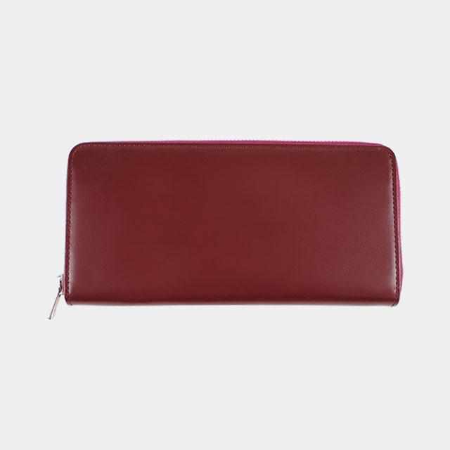 [กระเป๋าเงิน / กระเป๋า] Smart Round Zipper Wallet (องุ่น) | เครื่องหนัง satori