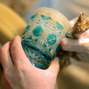 [GLASS] OLD GLASS (GOLD PURPLE) IN A PAULOWNIA BOX | SATUMA VIDRO | SATSUMA CUT GLASS