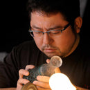 [GLASS] BLACK KIRIKO CHAMPAGNE GLASS IN A PAULOWNIA BOX | SATUMA VIDRO | SATSUMA CUT GLASS