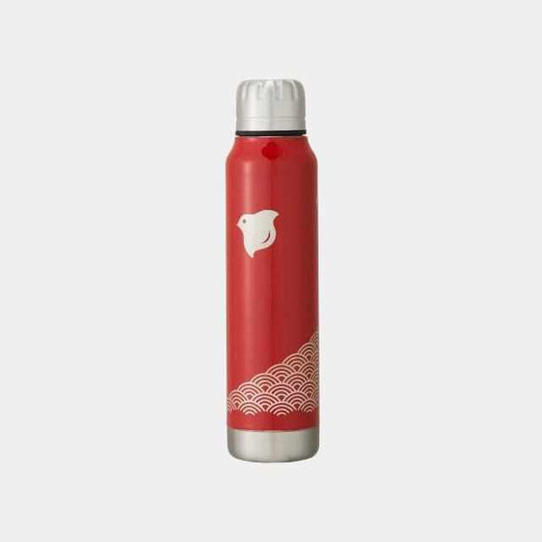 [ 不倒翁 / 水瓶瓶 ] Thermo Mug Urushi Umbrella Bottle Wave Chidori （紅色） | Echizen Lacuerware