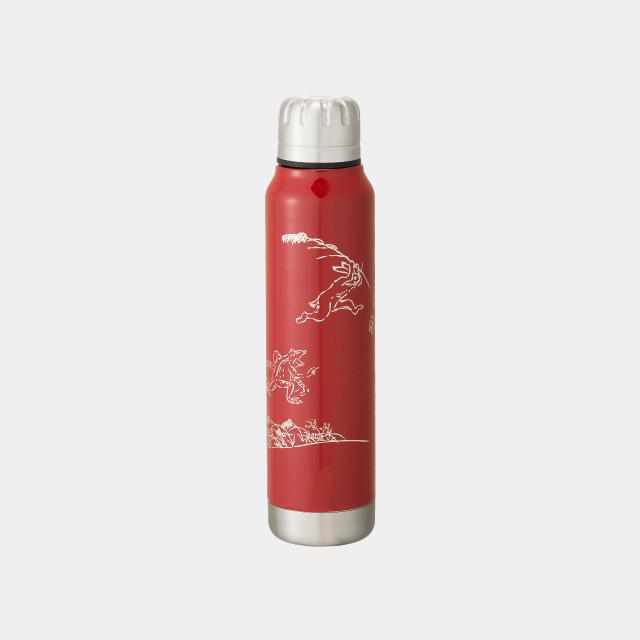 [텀블러 / 물병] 온도 머그컵 우루시 우산 병 새와 짐승 캐리커처 (빨강) | Echizen Lacquerware.