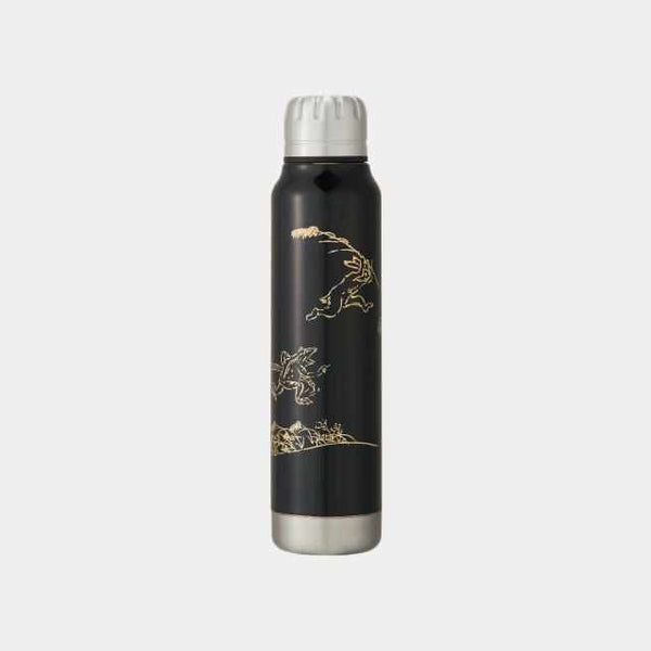【텀블러/물병】 열 머그컵 우루시 우산 병 새와 야수 캐리커처(블랙) | 에치젠 칠기