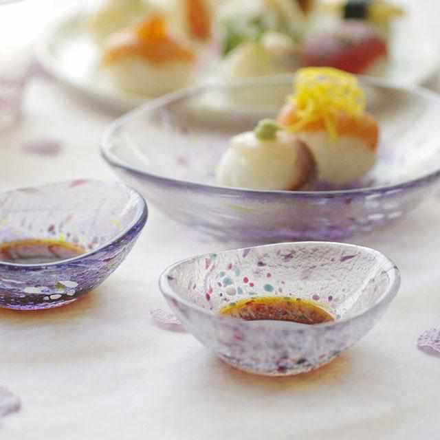 [SMALL DISH (PLATE)] UKIYO SHALLOW BOWL & SMALL PLATE SET (FUJI MATSURI) | EDO GLASS | TOMI GLASS