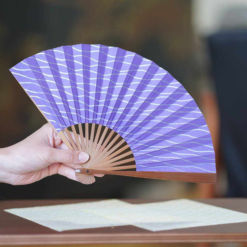 [แฟนมือ] ผู้หญิง Mochi Tachiyu สีเงินที่ทาสีหนัก Karaki Bamboo | Fankindo Fukatsu Hand Fan | เอโดะพับพัดลม