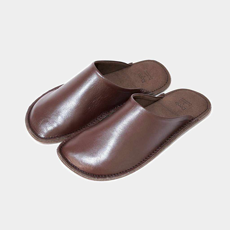 [SLIPPERS] GENUINE LEATHER (DARK BROWN) | LEATHER PROCESSING