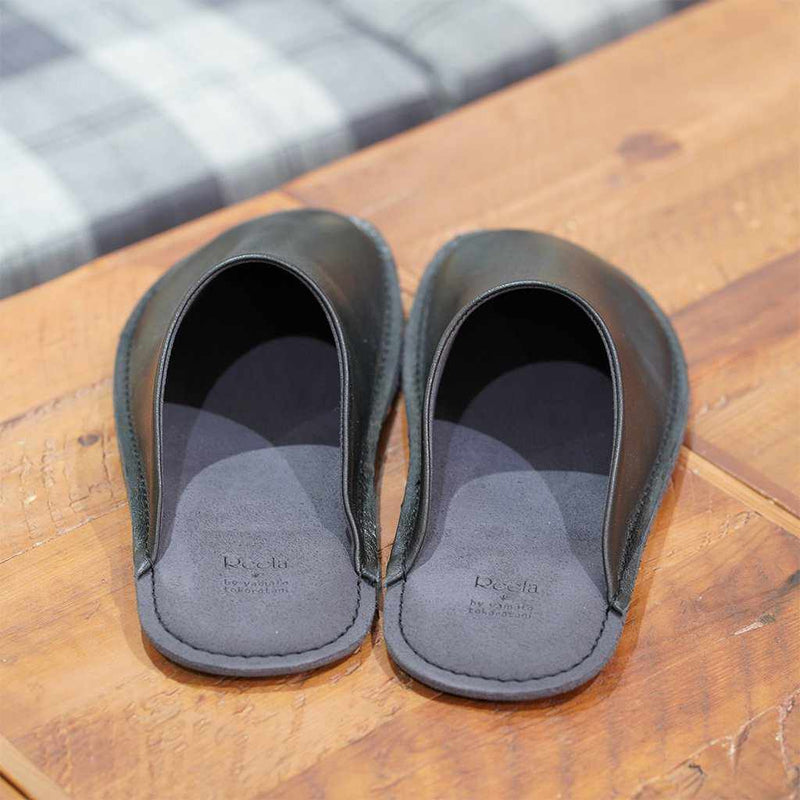 [SLIPPERS] GENUINE LEATHER (BLACK) | LEATHER PROCESSING