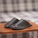 [SLIPPERS] GENUINE LEATHER (BLACK) | LEATHER PROCESSING