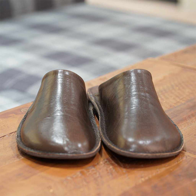[SLIPPERS] WAXEDLEATHER (DARK BROWN) | LEATHER PROCESSING