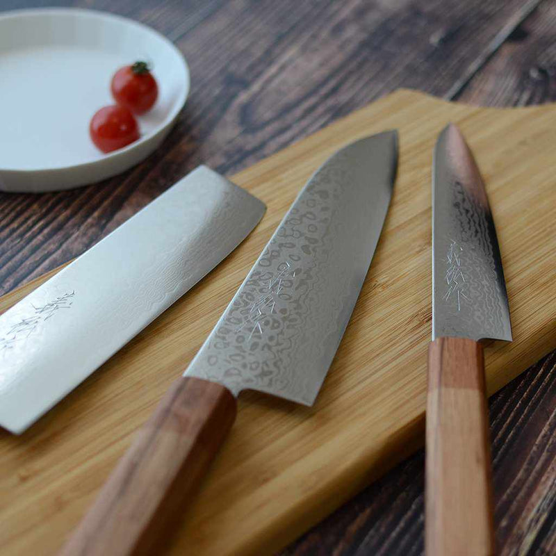 [키친 (셰프) Knife] 코발트 스테인리스, 69층다마스쿠스 페티 나이프 150Mm Oak Octa각형 패턴-Kakishibu Finish - | Sakai Forged Blades