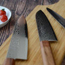 [KITCHEN (CHEF) KNIFE] HIGH CARBON STAINLESS STEEL INTERCUTTING POLISHED DAMASCUS PETTY KNIFE 150MM OAK OCTAGONAL PATTERN-KAKISHIBU FINISH- | SAKAI FORGED BLADES|YAMAWAKI CUTLERY